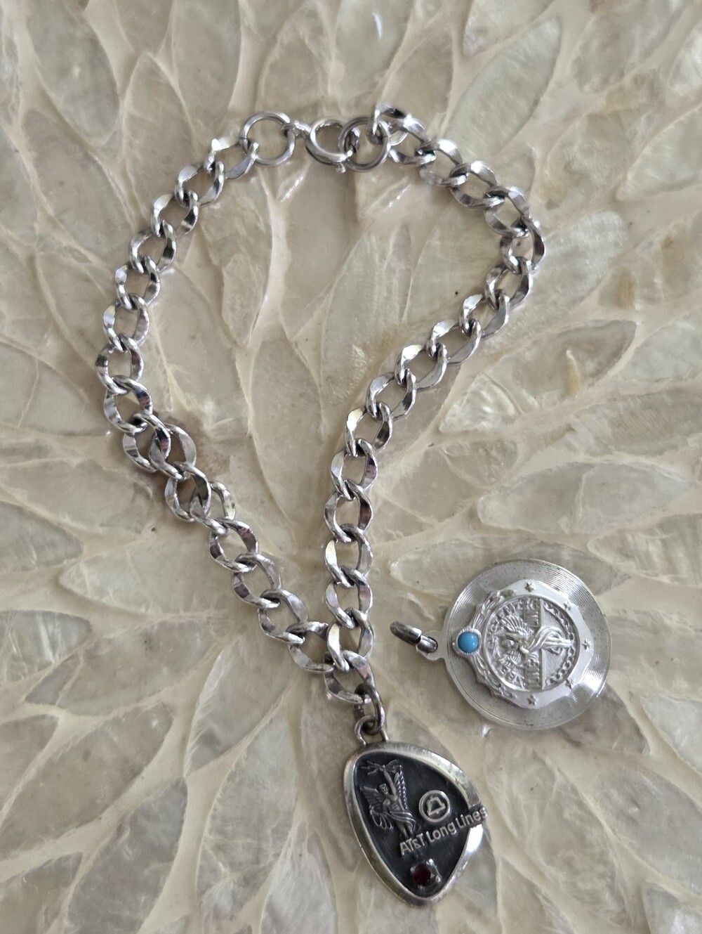 Vintage AT&T Sterling Silver Charms On A Curb Link Bracelet. - Picture 7 of 7
